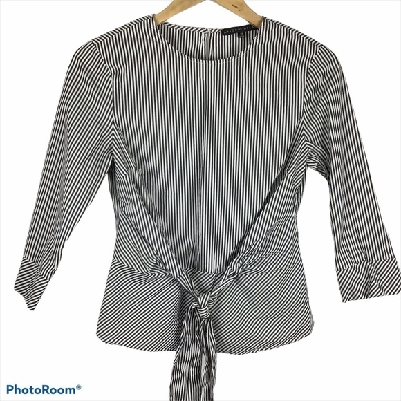 Antonio Melani Keely Stripe Tie Front Blouse Top - Picture 2 of 5